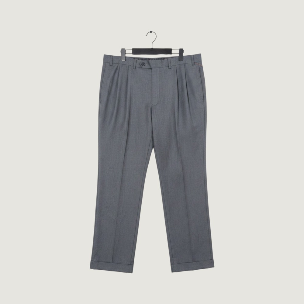 Lauren Ralph Lauren Dress Pants Mens 38x30 Grey Pleated Cuffed Trousers 2436